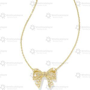 Krista Gold Bow Short Pendant Necklace in White Mix